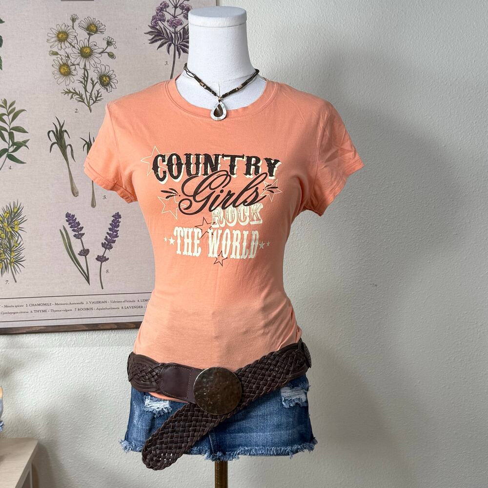 90s Y2k Country Girls Rock World Glitter Graphic Tee Festival Trashy McBling M